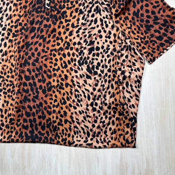 Natori Cheetah Animal Print Mandarin Sleepshirt Loungewear Caftan Dress XL - Picture 2 of 16